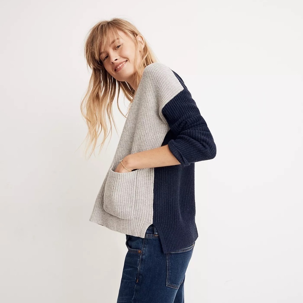 Patch Pocket Pullover Sweater In Colorblock - image 3